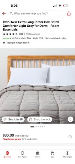 Room Essentials Twin/XL  puffy comforter NEW