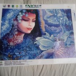 Lady With Blue Flowers 