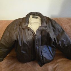 Eddie Bauer Goose Down Leather Jacket