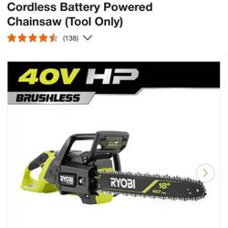RYOBI 40V HP Brushless 18 in. Cordless Battery Powered Chainsaw (Tool Only)
