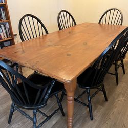 Farmhouse Dining Table and Windsor Chairs
