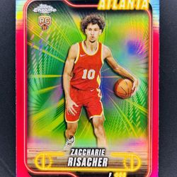 2024-25 Topps Chrome Zaccharie Risacher #169 Rookie RC Pink Holo Refractor Hawks