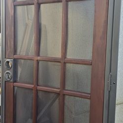 Security Door Metal With Wood Trim