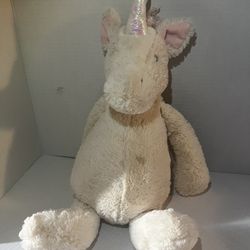 Jellycat Large Bashful Unicorn Plush 16” White Pink Stuffed Animal