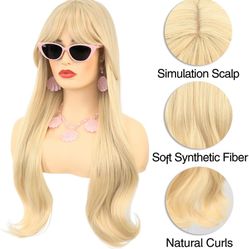Barbie Long Blonde 24” Wavy Synthetic Hair Wig w/Bangs *BRAND NEW*