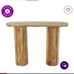 Mango Wood Console Table With Ribbed Legs 
