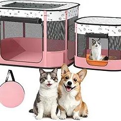 Puppy Play Pen Indoor/Outdoor, 32"x24"x22", Pink