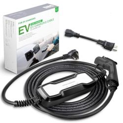 Morec 16A EV Charger Level 1-2. NEMA 6-20 with Adapter For NEMA 5-15, 100V-240V, Portable EVSE . 21 Feet