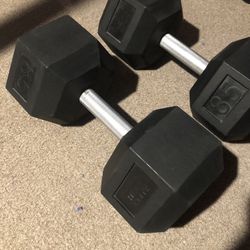 85 Lbs Set Rubber Dumbbells