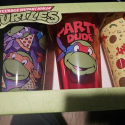 TEENAGE MUTANT NINJA TURTLES GLASSWARE SET OF 4 - 16oz GLASSES