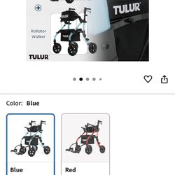 All Terrain Walker Wheelchair Combo, Rollator Walker with Seat for Seniors with Footrest, Transport-Wheelchair Combo,2 in 1 Rolling Walker Chair with 