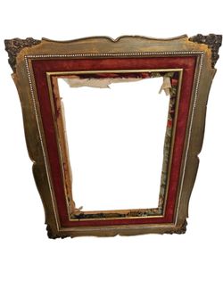 Antique vintage ornate gilt wood  & velvet gold frame baroque fancy