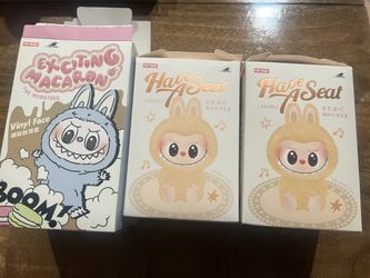 3 labubu dolls & outfits