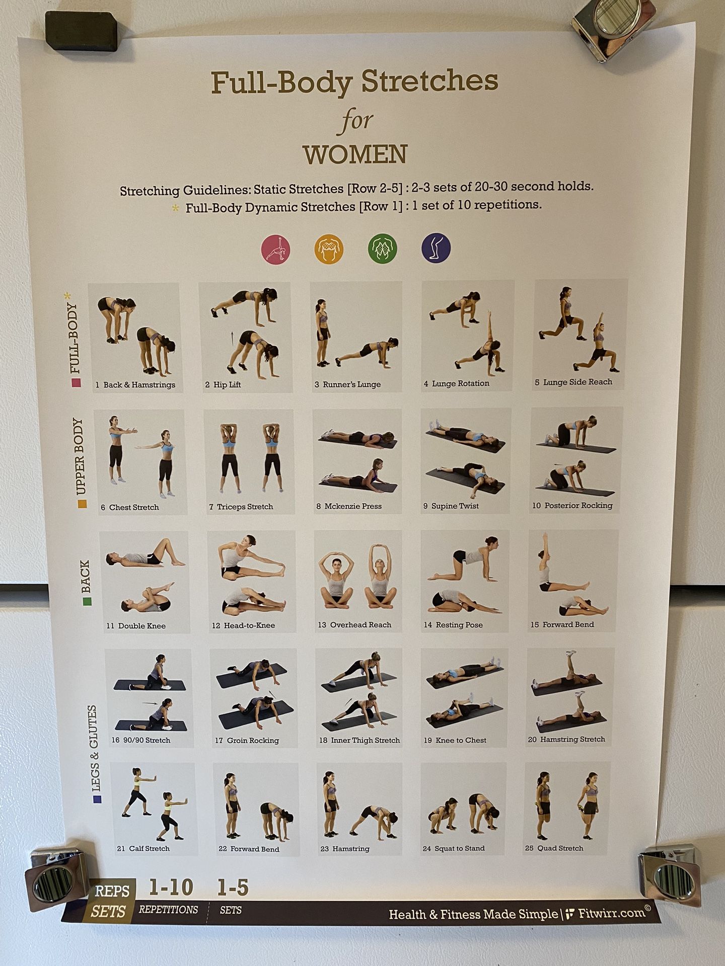 Poster FULL-BODY STRECHES Exercise for Women 19”x27”