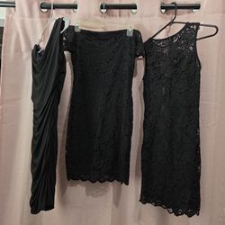3 Black Elegant Dresses Size Medium