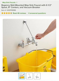 Regency Wall-Mounted Mop Sink Faucet with 6 1/2" Spout, 8" Centers, and Vacuum Breaker