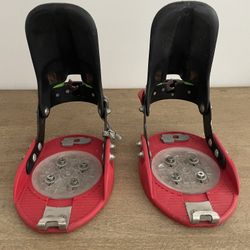 Vintage Burton Device Step-In Snowboard Bindings - Red/Black/Neon Green
