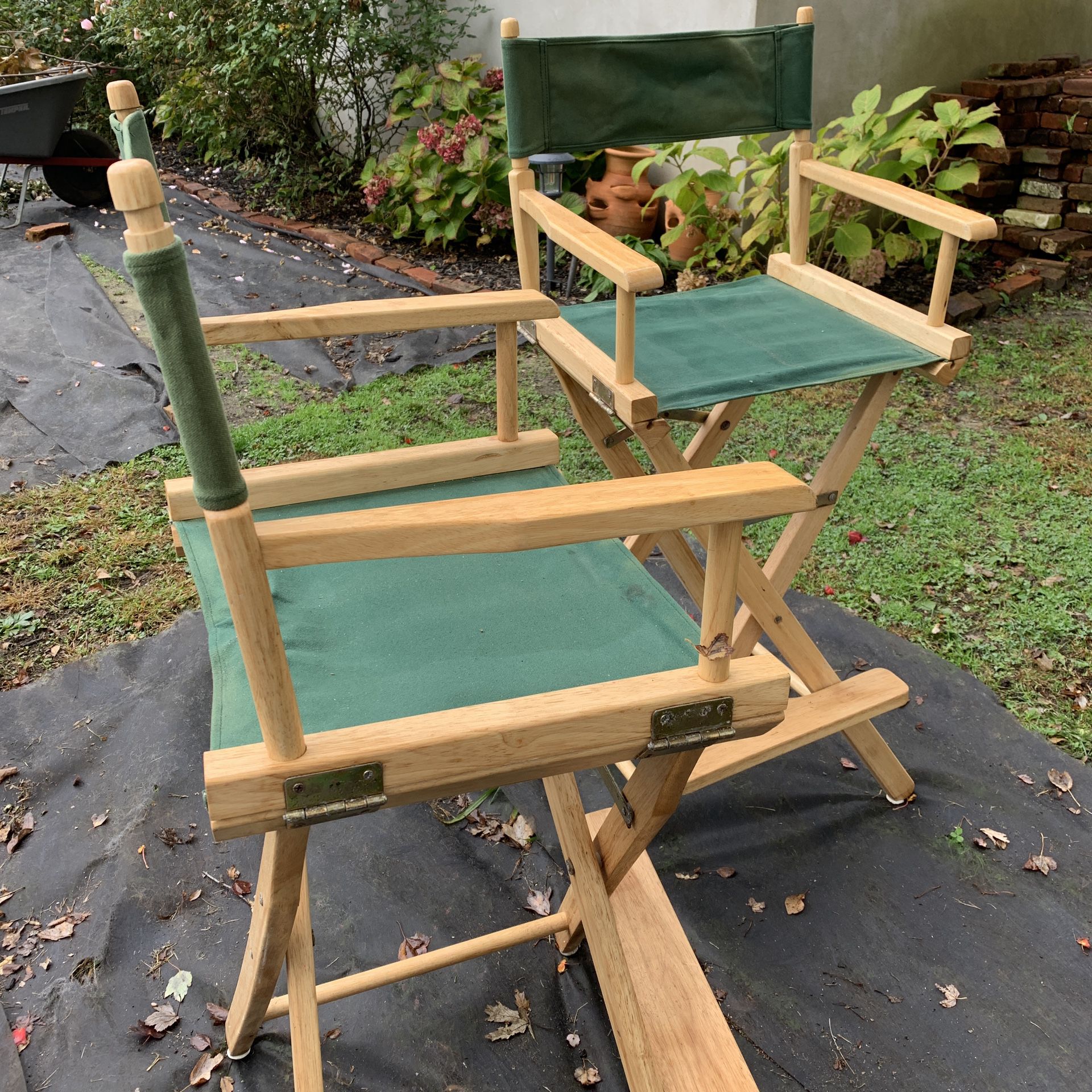 Two Tall bar height canvas / oak Directors chairs