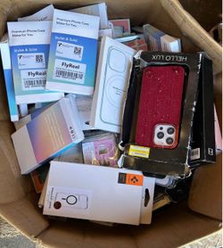 full box of iPhone cases and screen protector