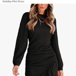 Cupshe Black Asymmetrical Ruched Dress