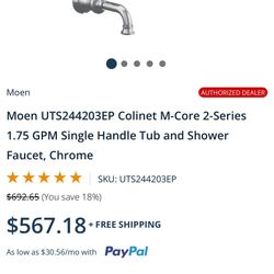 Moen UTS244203EP Colinet M-Core 2-Series 1.75 GPM Single Handle Tub and Shower Faucet, Chrome -Heavy Duty 