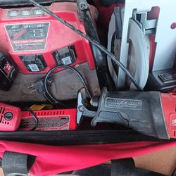 Milwaukee Battery Tools With Multi-bay Charger And Single Charger