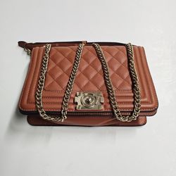 Quilted Purse with Austable Straps 'Orangy-Brown'