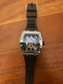 Men’s Skeleton Automatic Style Watch - Black & Silver