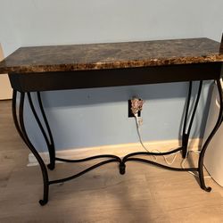 Table Faux Marble And Metal Hypoallergenic 