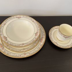 Noritake Barrymore Bone China 12 Place Setting With 5 Piece Serving Set (64 Pieces)