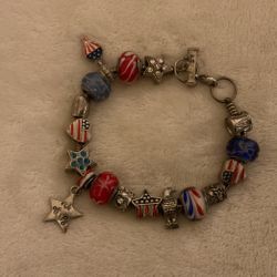 SilverTone July 4th Charm Bracelet 