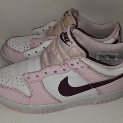 Nike Dunk Low Shoes Youth Size 4.5Y Pink White Burgundy GS 