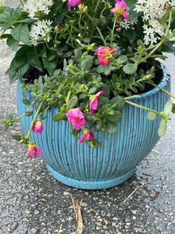 Ceramic pot with flour about 20 inches diameter