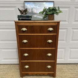 Freshly Refinished Vintage Tallboy Dresser With  4 Drawers 