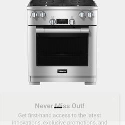 New Miele 30" Gas Range (LP convertible) In Box