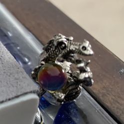 Vintage Dragon and Colored Ball Size 7 1/2 Ring 