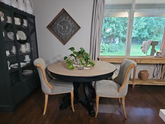 Upcycled  Round dinning table and 2 chairs