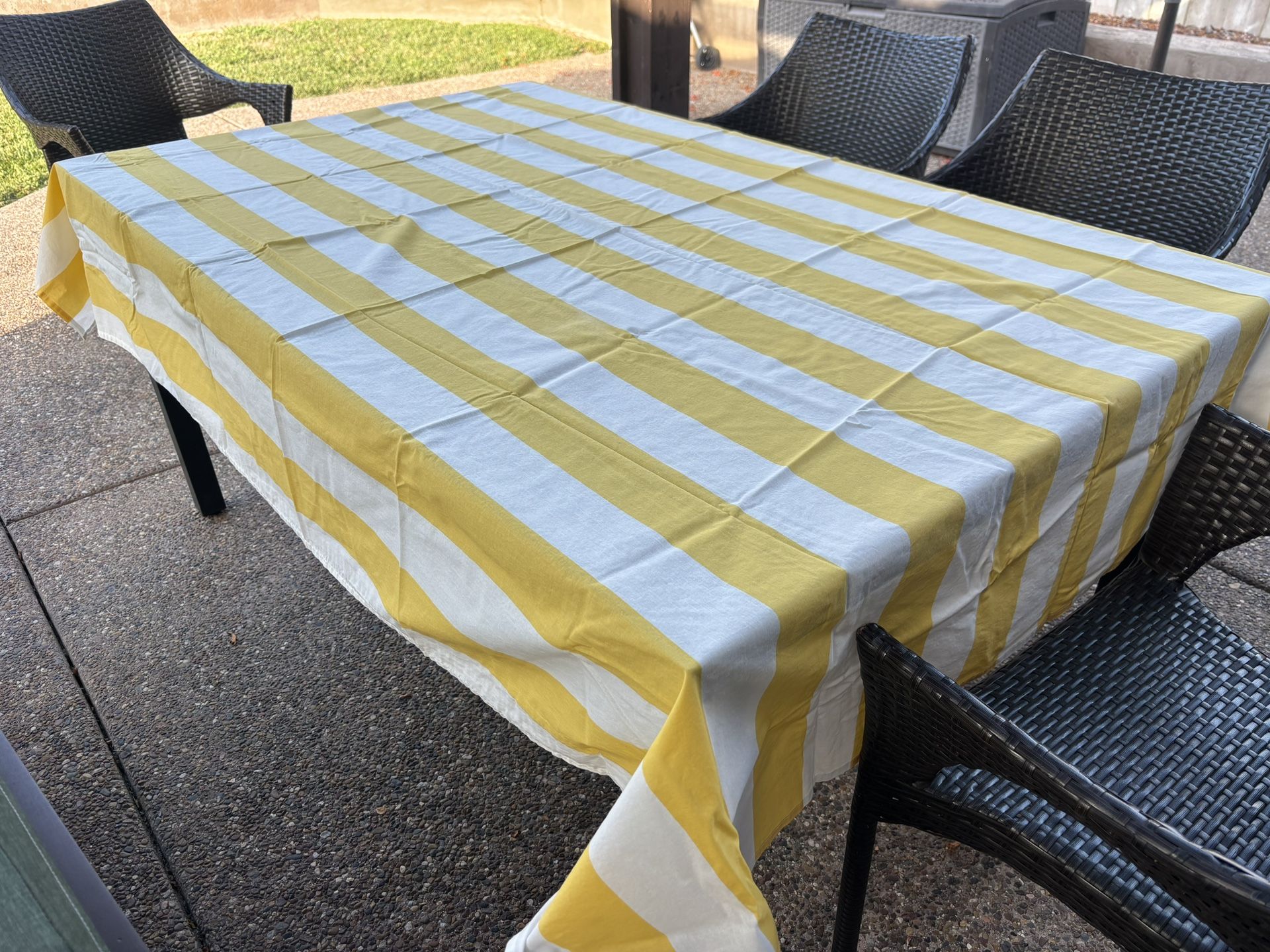 Lemon Yellow Stripe Tablecloth