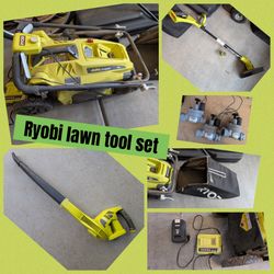Lawn Tool Set (Mower, Trimmer, Blower, Battery, Valves)