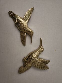 Vintage Homco Gold Hummingbird Wall Hangings