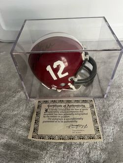 Bart Starr signed Alabama Riddell Mini Helmet and acrylic case Green Bay Packers