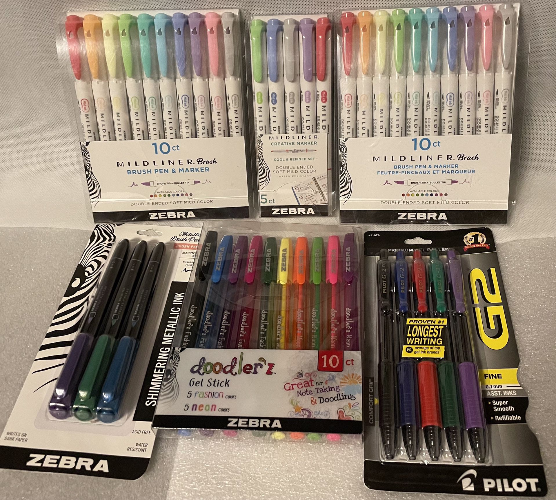 Zebra Mild liners Brush Pen & Marker 2(10)pk 