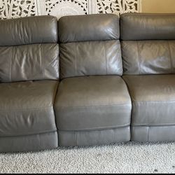 $250 Gray Leather Recliner With Adjustable Headrests And USB Connections! OBO! MUST PICK UP!