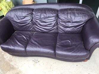100% Natuzzi Eggplant Leather Sofa