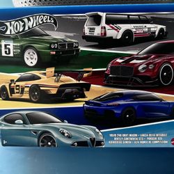 The pack includes six 1:64 scale die-cast vehicles modeled on popular European automakers.  The specific cars featured are the Volvo 240 Drift Wagon, 