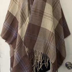 Brown/Tan Poncho Shawl