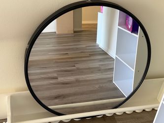 Large Round Wall Mirror Black Frame