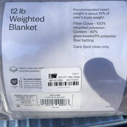 12lb Weighted Blanket  50”x 70” Grey