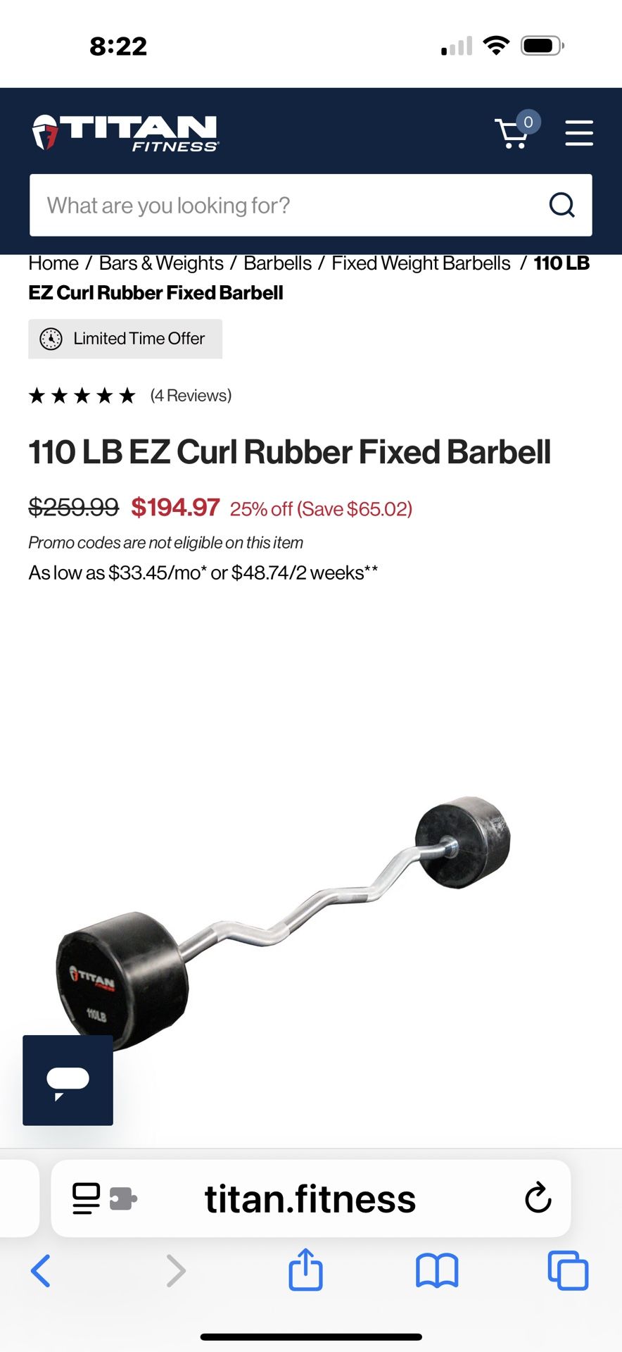 110 Lb Titan Ez Curl Bar