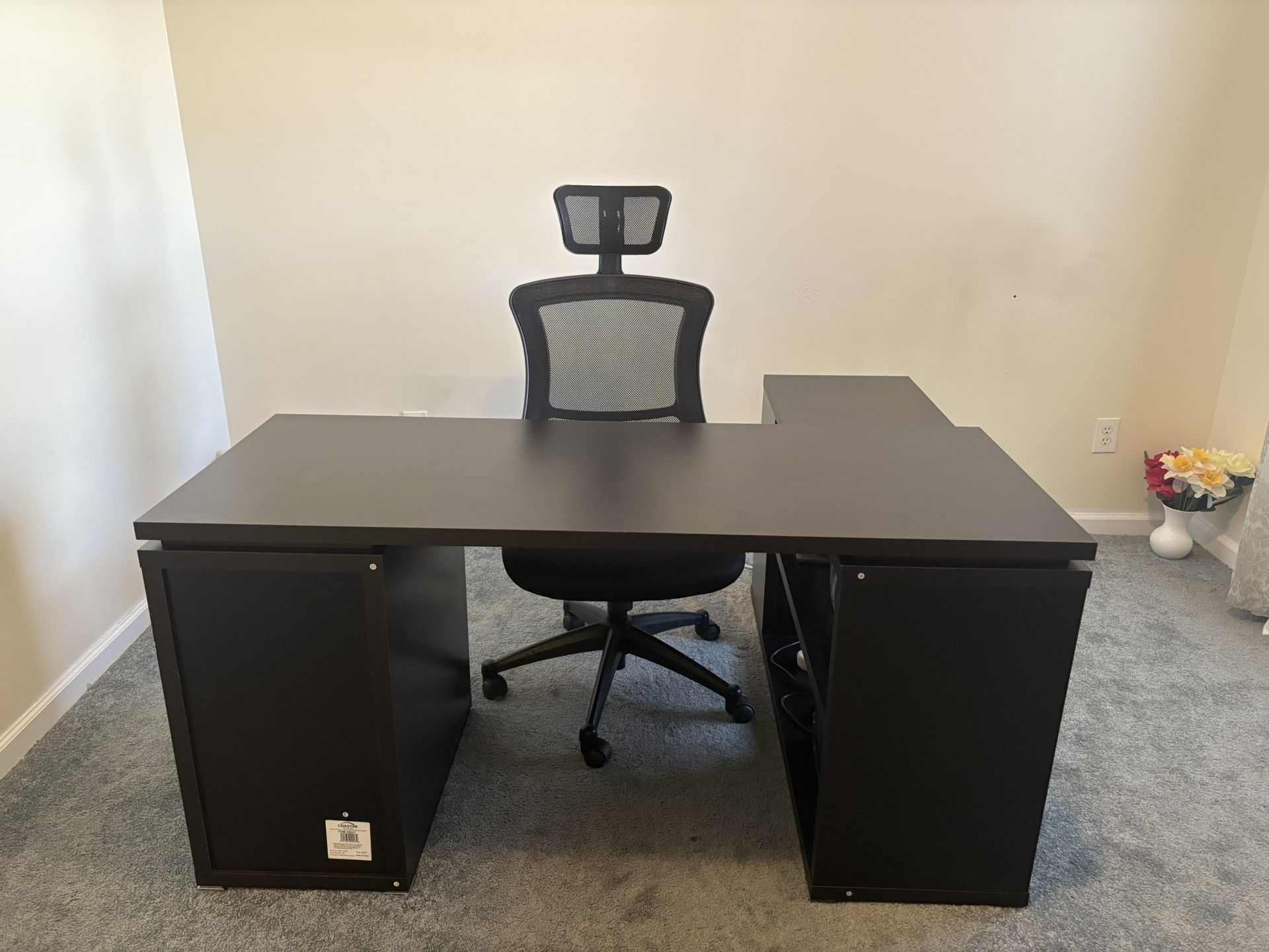 L-Shaped Office Desk with Drawers + Office Chair - Excellent Condition
